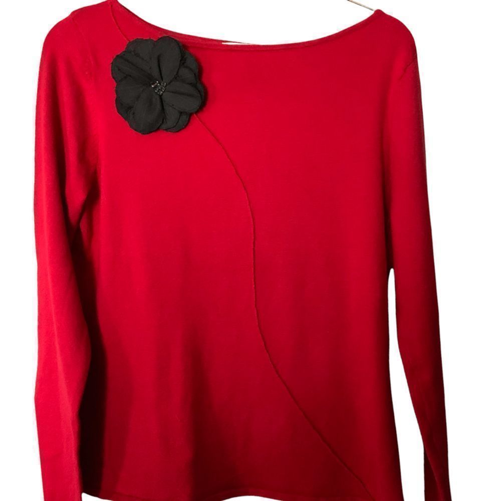 J Marco Silk Blend Red Long Sleeved Sweater M (A-032)